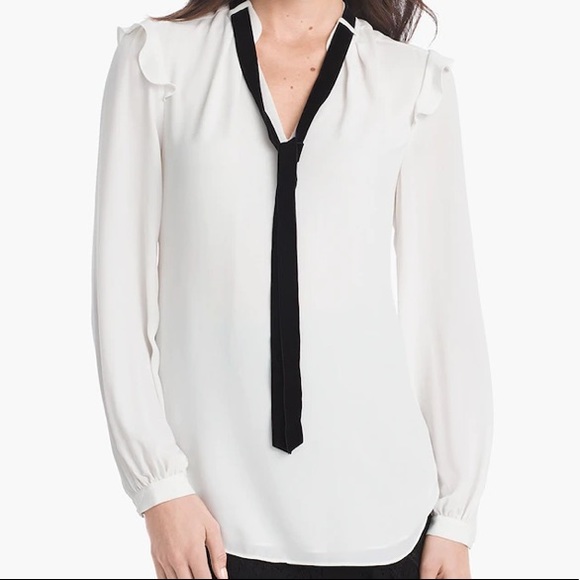 White House Black Market Tops - White House Black Market Velvet Tie Blouse, Size 8